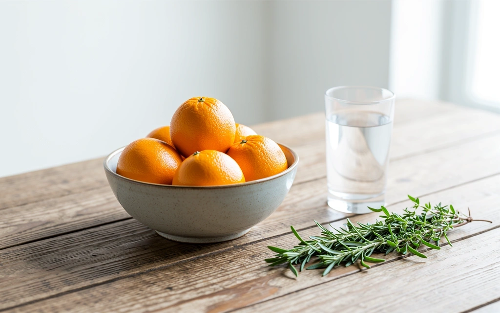 Ganzheitliche Ernährungskomponenten auf einem Holztisch